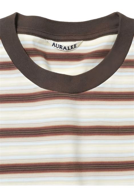 t-shirt man brown AURALEE | A26ST02GJFADE BROWN STRIPE